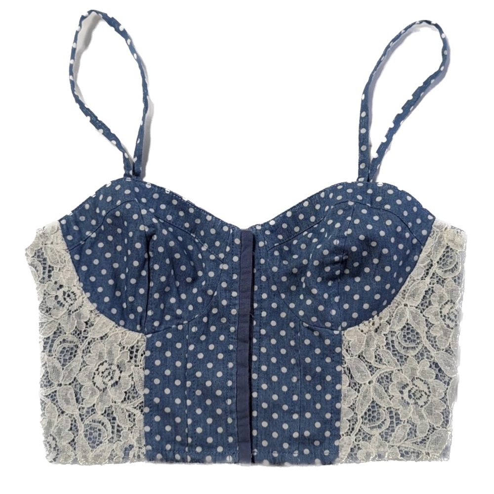 Polka Dot Lace Crop Top